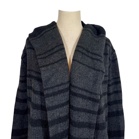 Vince Sophie Variegated Stripe Hooded Yak Wool Blanket Cardigan - Picture 5 of 9